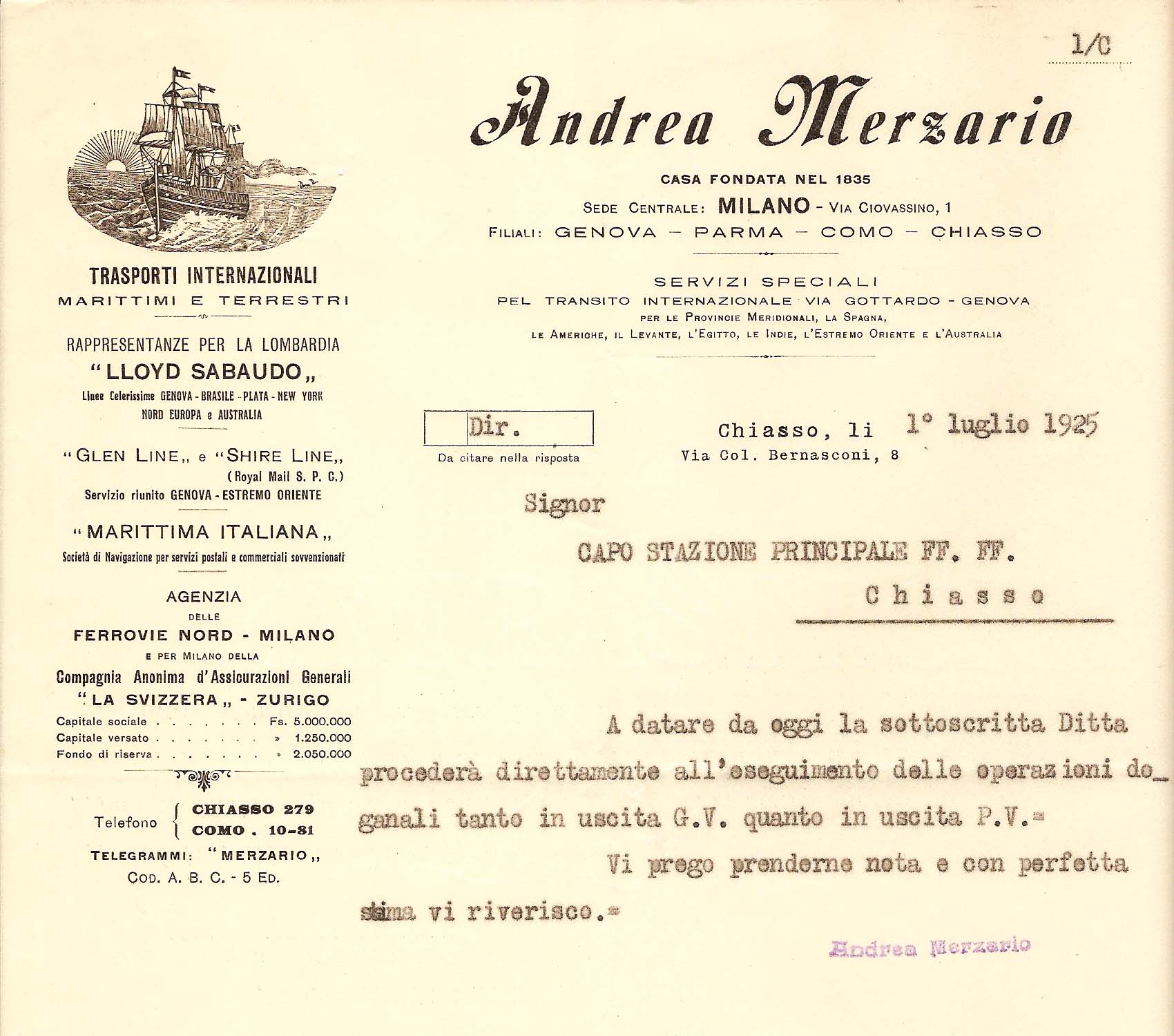 Accreditation Italian customs